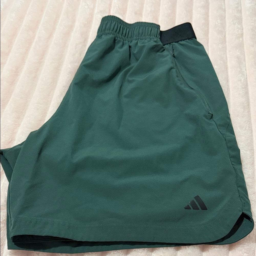 adidas Men's Athletic Shorts - Dark Green with Black Waistband